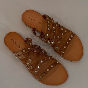 Zigisoho Womens Alysia Flats Slide Sandals Shoes 7.5 Brown